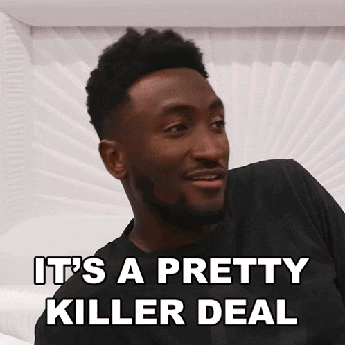 a man says it 's a pretty killer deal in front of a coffin