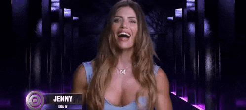 a woman in a blue tank top with the name jenny on the bottom