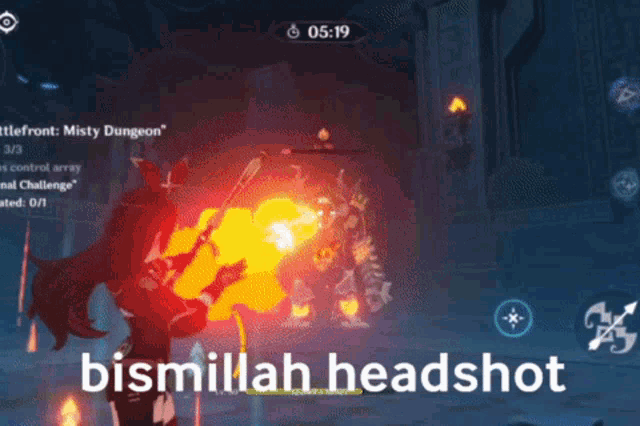 a screenshot of a video game with the words bismillah headshot on it