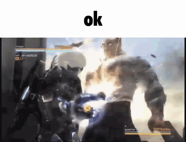 a video game is being played with the word ok on the bottom