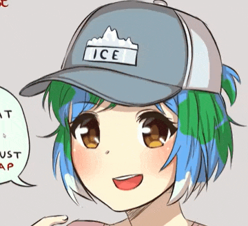 a drawing of a girl wearing a baseball cap that says ice