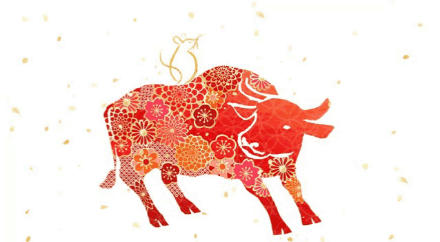 a silhouette of a bull with flowers on it 's body