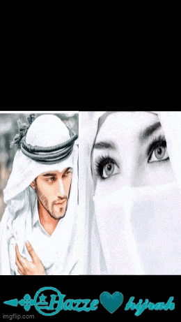 a drawing of a man and a woman with the words haze hijab on the bottom right