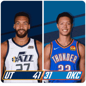 two basketball players one from the utah jazz and the other from the oklahoma thunder