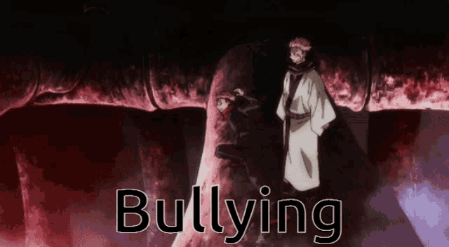 the word bullying is on a poster with two people