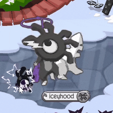 a cartoon character named iceyhood is standing next to another character
