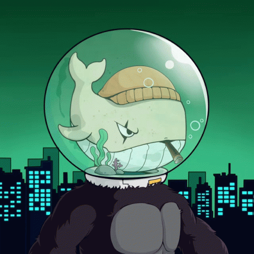 a cartoon of a gorilla with a whale in a bubble