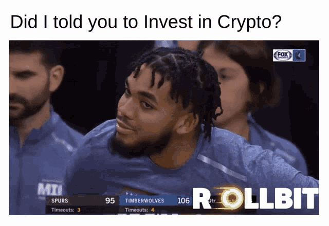 a picture of a man with the words did i told you to invest in crypto below him
