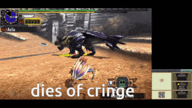 a screenshot of a video game with the words dies of cringe
