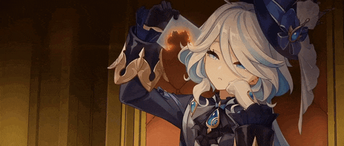 a girl with long white hair is wearing a hat and holding a sword .