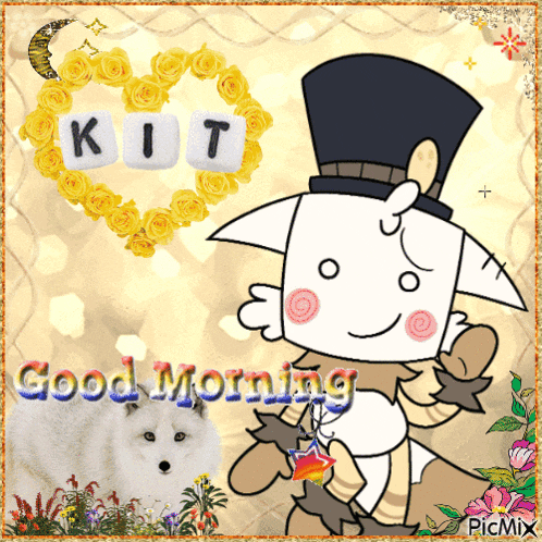 a cartoon character with a top hat says " good morning "