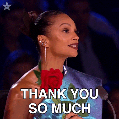 a woman holding a red rose with the words thank you so much below her