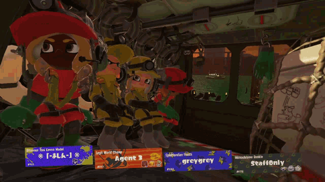 a screenshot of a video game shows a few characters including agent 3 and staffonly