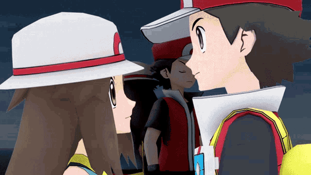 a man and a woman are looking at each other in a video game