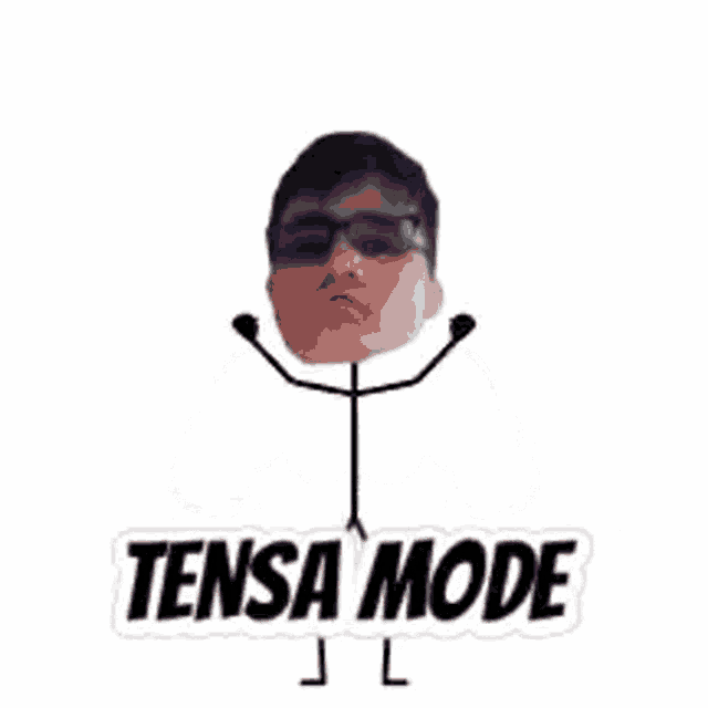 a sticker of a man 's head with a cloud around it and the words `` tense mode '' .