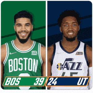 Boston Celtics (39) Vs. Utah Jazz (24) First-second Period Break GIF - Nba Basketball Nba 2021 GIFs