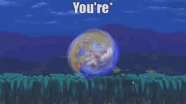 a video game scene with the words you 're on the bottom right
