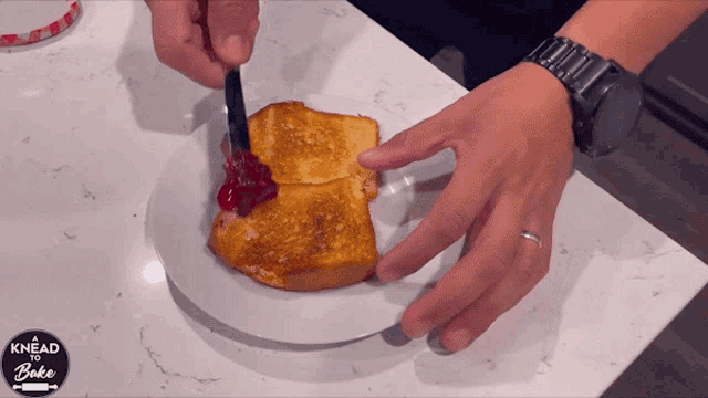 Applying The Spread A Knead To Bake GIF - Applying The Spread A Knead To Bake Bread Spread GIFs
