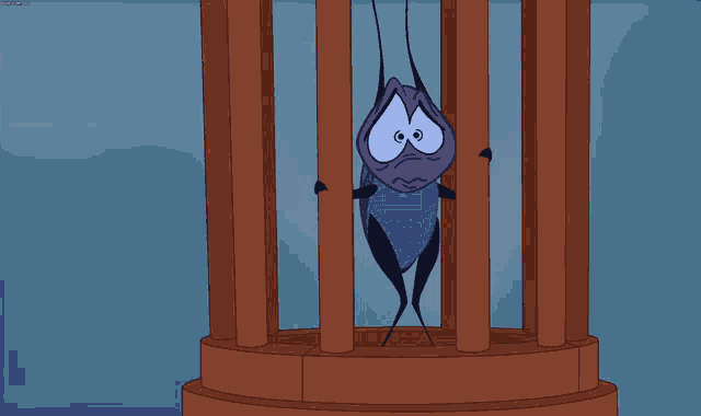 a cartoon of a bug in a cage with the word disney on the bottom right corner