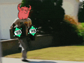 a cartoon of a man holding a sign that says 115