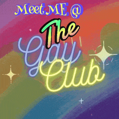 a neon sign says meet me @ the gay club