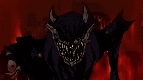 a cartoon drawing of a monster with a large mouth