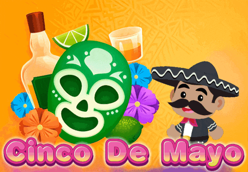 a poster for cinco de mayo with a cartoon of a mariachi