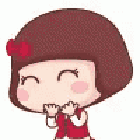 a cartoon girl with a red flower in her hair is making a funny face .
