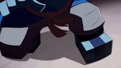 a close up of a cartoon character 's legs with a brown belt around his waist