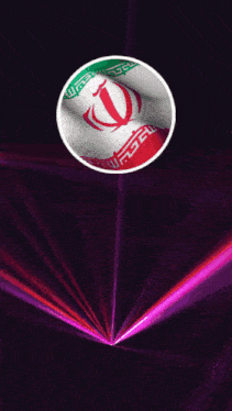 a purple background with a circle with a persian flag inside of it