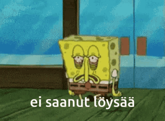 a cartoon of spongebob with the words ei saanut loysaa