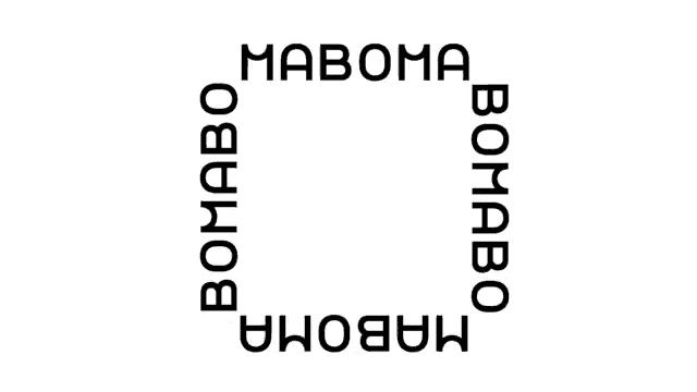a black and white logo with the word maboma in the center