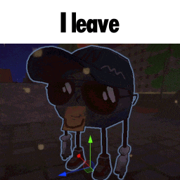 a cartoon character wearing a hat and sunglasses with the words i leave below him