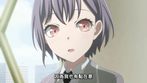 a girl with chinese writing on her face looks at the camera