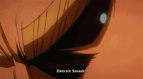 a close up of a person 's face with the words `` detroit smash '' written in the corner .