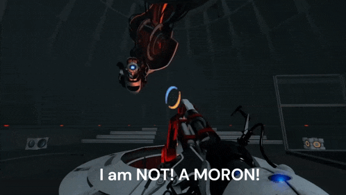 a video game says i am not a moron on the screen