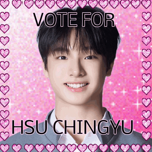 a picture of a young man with the words vote for hsu chingyu