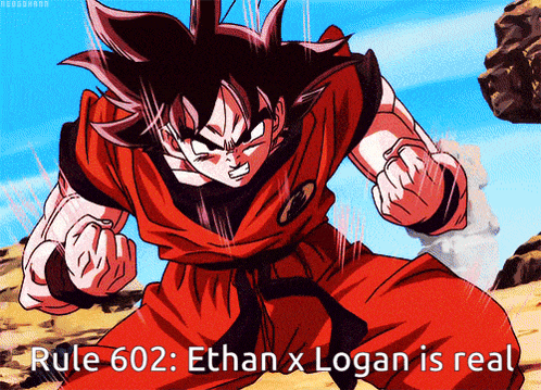 a picture of a cartoon character with the words rule 602 ethan x logan is real