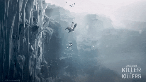 a poster for predator killer of killers shows a man falling into the water