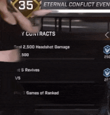 a woman is dancing in front of a screen that says 5 eternal conflict even
