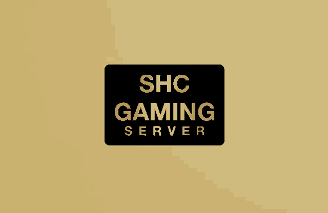 a logo for shc gaming server is shown on a gold background