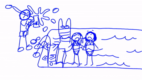 a child 's drawing of a swimming pool with a ladder