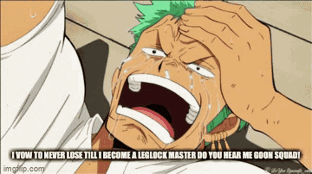 a cartoon of a man crying with the words i wow to never lose