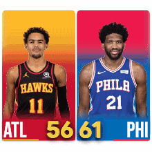 two basketball players one from the hawks and the other from the philadelphia phillies