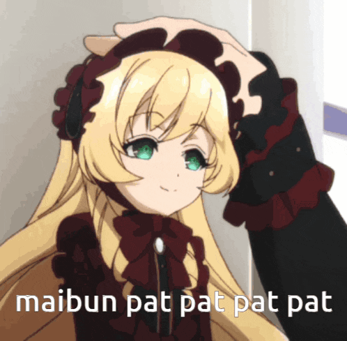 a picture of a girl with the words maibun pat pat pat pat written on it