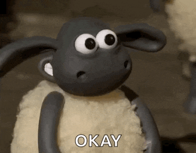 timmy the sheep from the cartoon shaun the sheep is saying okay .