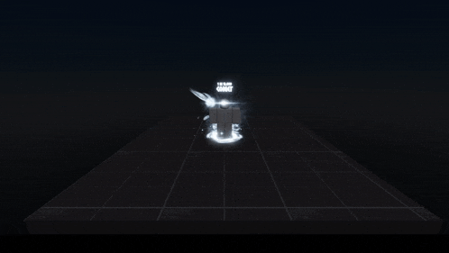 a computer generated image of a person in a dark room with a light coming out of their head