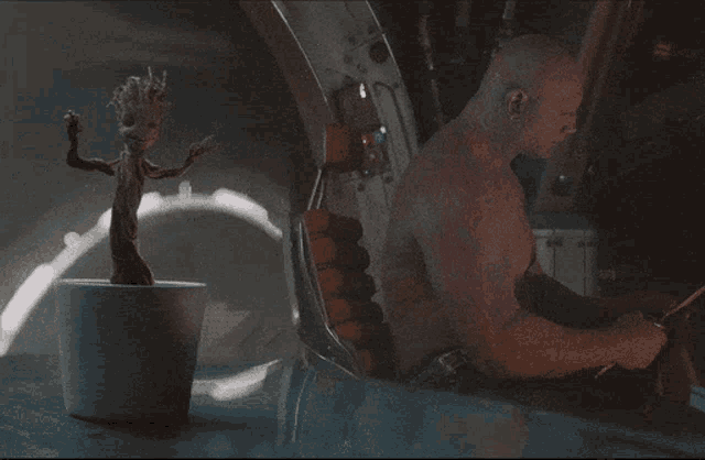Guardians Of The Galaxy Drax GIF - Guardians Of The Galaxy Drax Baby Groot GIFs