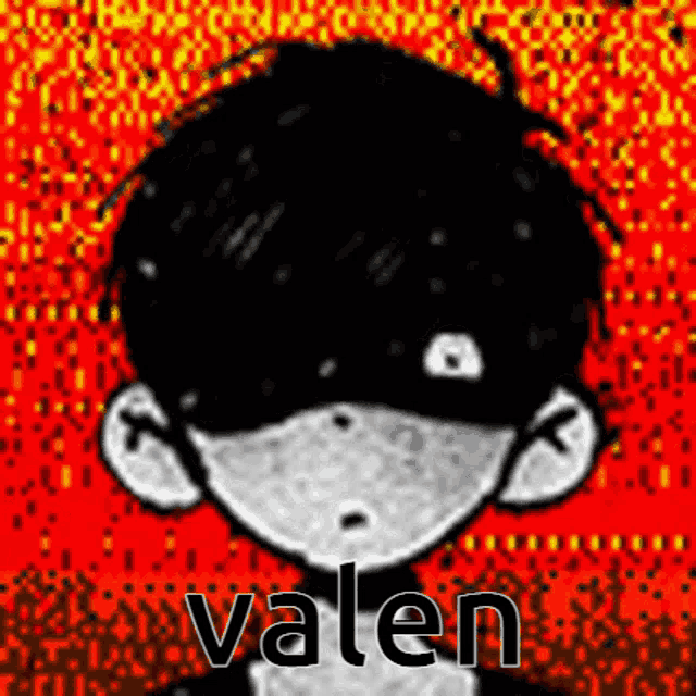 a black and white drawing of a boy with the name valent on it .