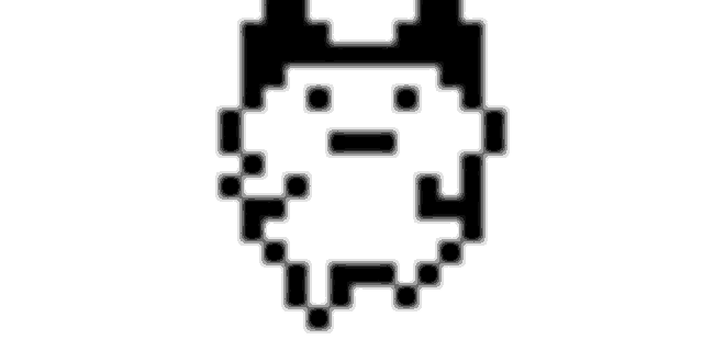 a black and white pixel art drawing of a person with a beard and a mustache .